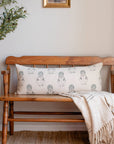 **FLAWED** Devi Floral Block Printed Pillow Cover | Teal Green/Blue | Lumbar 14'' x 36''