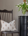 **FLAWED** Mia Floral Block Printed Pillow Cover | Brown | Lumbar