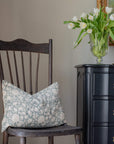 **FLAWED** Chloe Floral Block Printed Pillow Cover | Blue | Lumbar