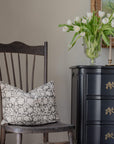 ** ARTISAN VARIATION ** Burgos Floral Block Printed Pillow Cover | Black | Lumbar