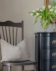 Dahlia Floral Block Printed Pillow Cover | Greige | Lumbar