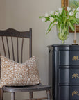Nina Floral Block Printed Pillow Cover | Brown | Lumbar