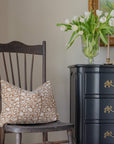 **FLAWED** Nina Floral Block Printed Pillow Cover | Brown | Lumbar
