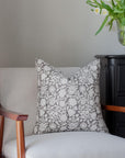 Dara Floral Block Printed Pillow Cover | Dark Grey