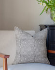 Camille Floral Block Printed Pillow Cover | Grey
