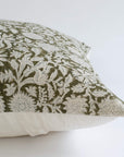 **FLAWED** Jardim Floral Block Printed Pillow Cover | Olive Green | Lumbar