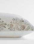**FLAWED** Pilar Floral Block Printed Pillow Cover | Olive, Light Brown, Tan | Lumbar