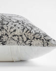 ** ARTISAN VARIATION ** Burgos Floral Block Printed Pillow Cover | Black