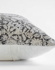 Burgos Floral Block Printed Pillow Cover | Black | Lumbar