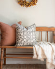 ** ARTISAN VARIATION ** Burgos Floral Block Printed Pillow Cover | Black