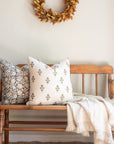 ** ARTISAN VARIATION ** Burgos Floral Block Printed Pillow Cover | Black