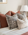 ** ARTISAN VARIATION ** Burgos Floral Block Printed Pillow Cover | Black