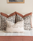 ** ARTISAN VARIATION ** Burgos Floral Block Printed Pillow Cover | Black