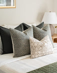 Luna Floral Block Printed Pillow Cover | Blue/Teal Green