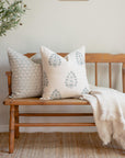 ** ARTISAN VARIATION ** Augustine Floral Block Printed Pillow Cover | Blue