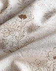 Ella Floral Block Printed Pillow Cover | Light Brown + Terracotta Detail