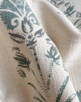 **FLAWED** Devi Floral Block Printed Pillow Cover | Teal Green/Blue