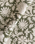 ** ARTISAN VARIATION ** Jardim Floral Block Printed Pillow Cover | Olive Green | Lumbar