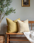 **FLAWED**Campos Striped Hand Block Printed Pillow Cover | Mustard