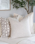 Córdoba Striped Hand Block Printed Pillow Cover | Black