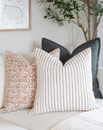 Córdoba Striped Hand Block Printed Pillow Cover | Black