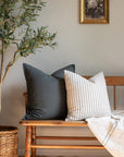 Córdoba Striped Hand Block Printed Pillow Cover | Black