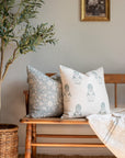 **FLAWED** Devi Floral Block Printed Pillow Cover | Teal Green/Blue
