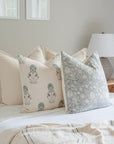 **FLAWED** Devi Floral Block Printed Pillow Cover | Teal Green/Blue