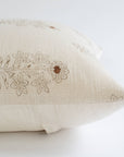 Ella Floral Block Printed Pillow Cover | Light Brown + Terracotta Detail