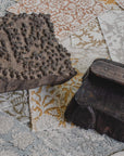 ** ARTISAN VARIATION ** Ella Floral Block Printed Pillow Cover | Light Brown + Terracotta Detail