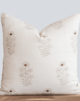 Ella Floral Block Printed Pillow Cover | Light Brown + Terracotta Detail Pillow Cover Only