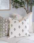 ** ARTISAN VARIATION ** Jardim Floral Block Printed Pillow Cover | Olive