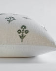 **FLAWED** Mia Floral Block Printed Pillow Cover | Forest Green