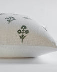** ARTISAN VARIATION ** Mia Floral Block Printed Pillow Cover | Forest Green