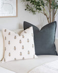 **FLAWED** Marla Floral Block Printed Pillow Cover | Blue and Mustard