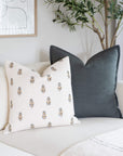 **FLAWED** Marla Floral Block Printed Pillow Cover | Blue and Mustard
