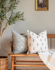 **FLAWED** Marla Floral Block Printed Pillow Cover | Blue and Mustard