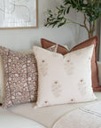 Nina Floral Block Printed Pillow Cover | Brown