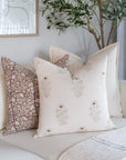 **FLAWED** Nina Floral Block Printed Pillow Cover | Brown