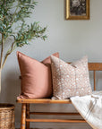Nina Floral Block Printed Pillow Cover | Brown