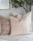 Nina Floral Block Printed Pillow Cover | Brown