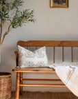 **FLAWED** Pilar Floral Block Printed Pillow Cover | Olive, Light Brown, Tan | Lumbar