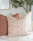 Seville Floral Block Printed Pillow Cover | Terracotta