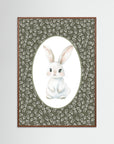 Bunny Green Botanical Art Print | Children's Room & Nursery Wall Art Oak Dark No border
