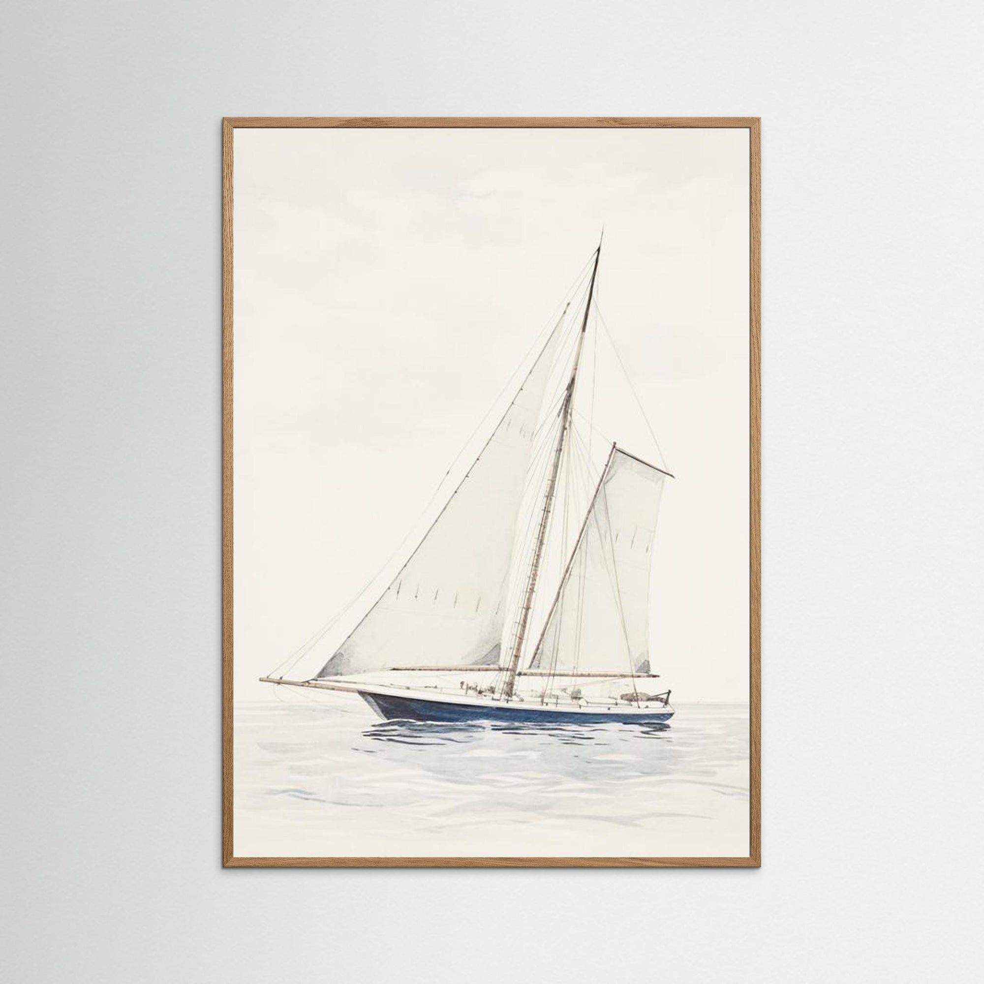 Sailboat Wall Art Print Oak Nature No border