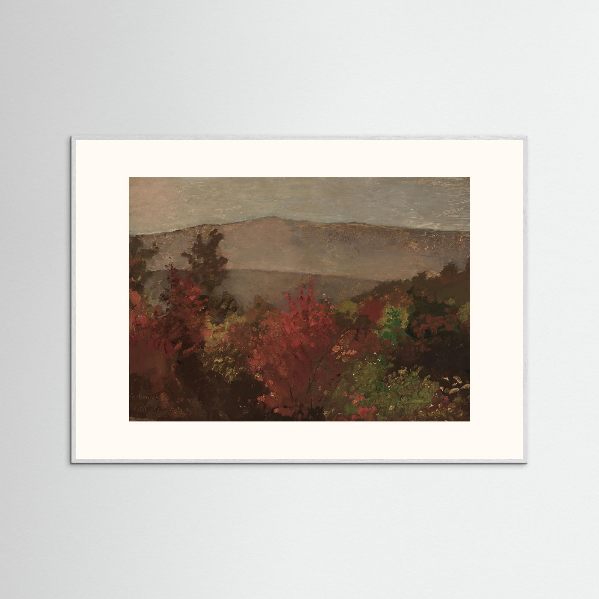 Fall Mountain Scenic Fine Art Print White Wood Freja