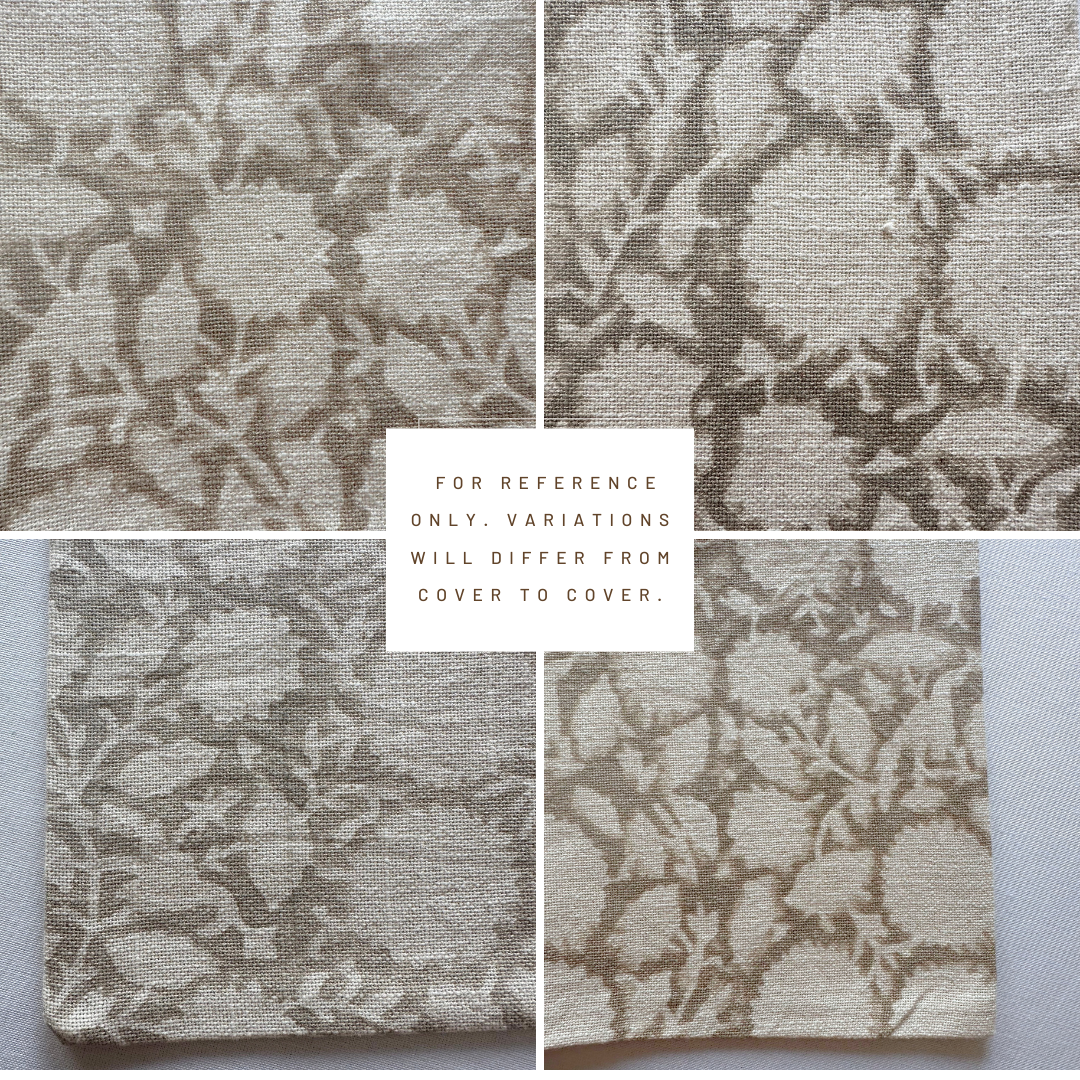 ** ARTISAN VARIATION ** Luana Floral Block Printed Pillow Cover | Beige/Brown | Lumbar