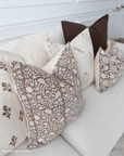 Nina Floral Block Printed Pillow Cover | Brown