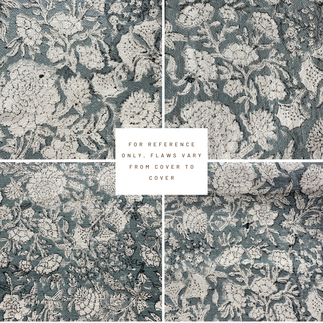 **FLAWED** Chloe Floral Block Printed Pillow Cover | Blue