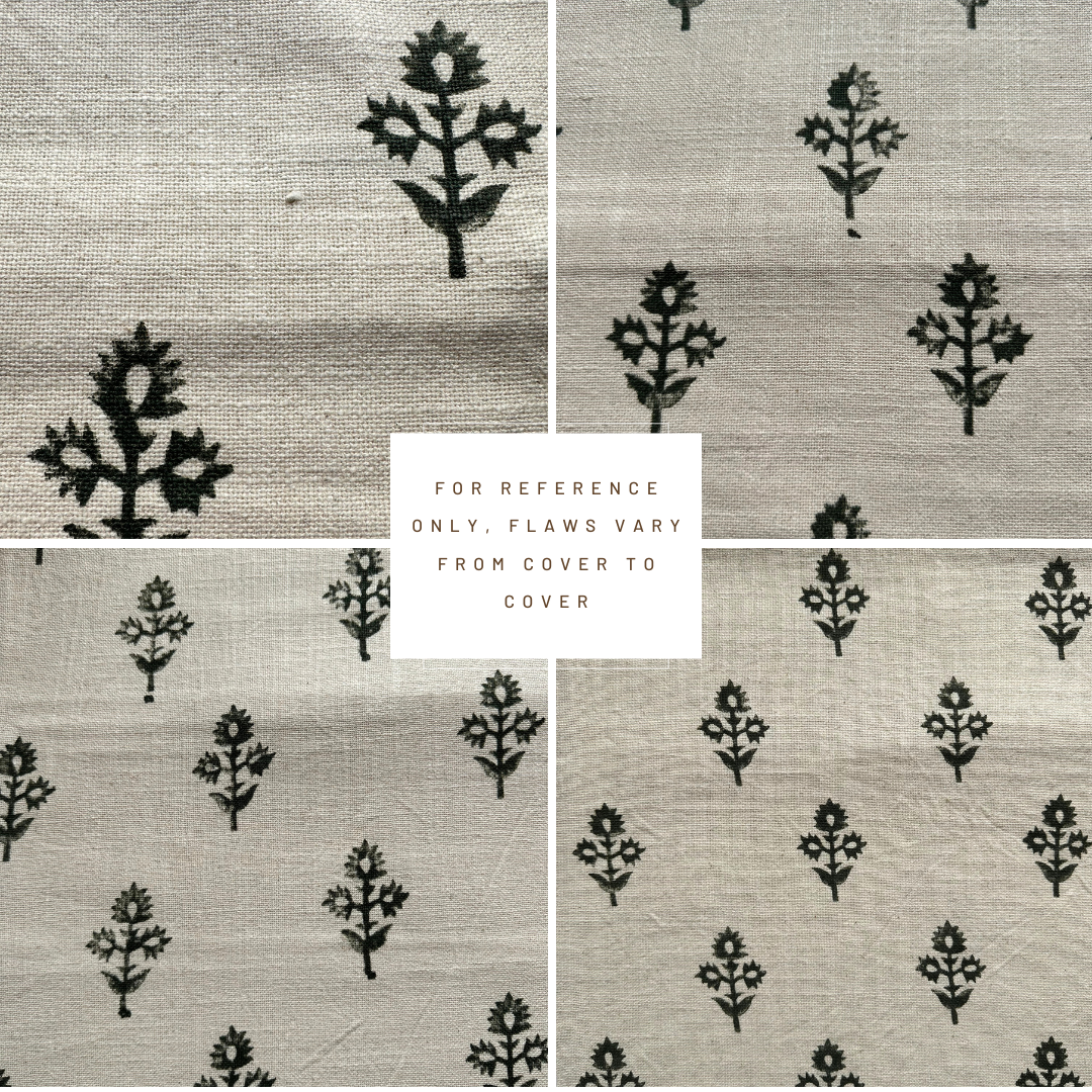 **FLAWED** Mia Floral Block Printed Pillow Cover | Forest Green